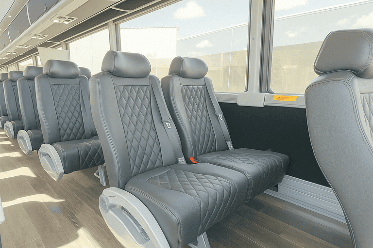 interior of Racine Minibus Company charter bus